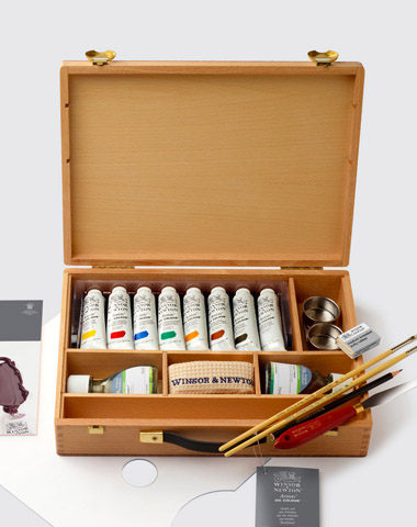 WINSOR & NEWTON ARTISTS' OIL COLOUR WOODEN TRAVEL BOX